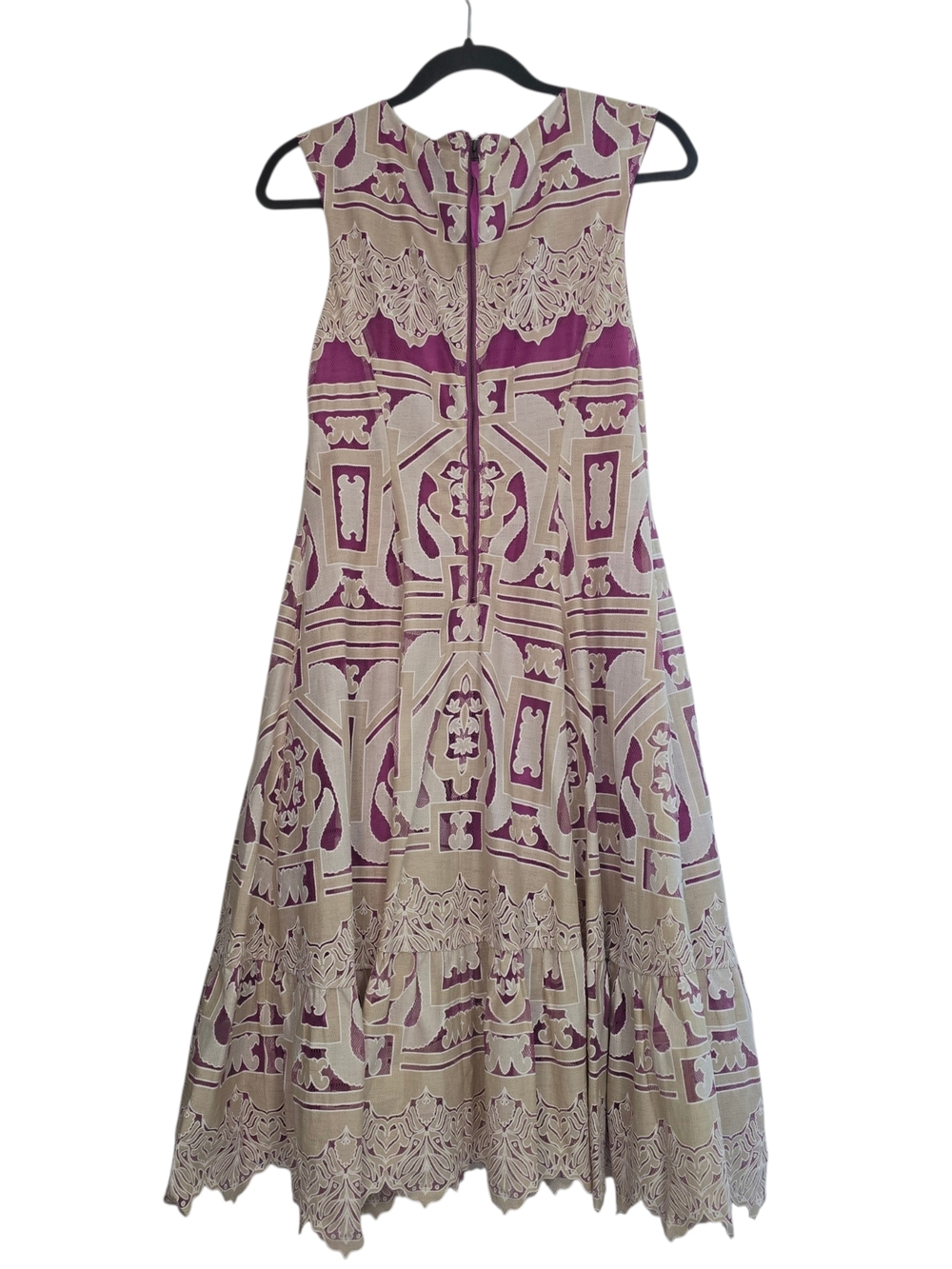 Anthro Moulinette Soeurs Pink and Cream Lace-Inset Midi Dress Versailles - Picture 7 of 13